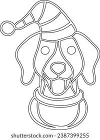 Dog face Christmas doodle for decoration and design.
