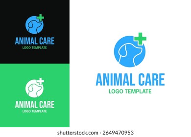 Dog face in circle logo design for animal care clinic template vector illustration
