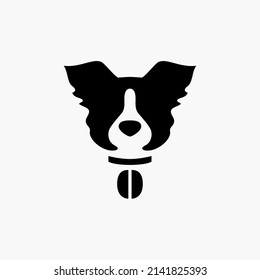 Dog Face And Coffee Bean, Black Silhouette Vector Symbol Design