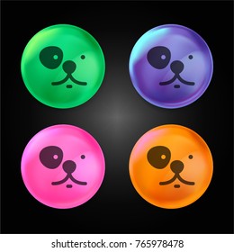 Dog Face crystal ball design icon in green - blue - pink and orange.