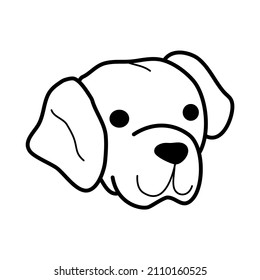 Dog face doodle. Labrador retriever head. Dog breed hand drawn. Stock vector vet illustration on a white background.