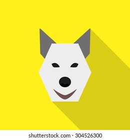 Dog face flat style icon vector logo on yellow background
