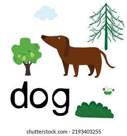 Dog face hand drawn lettering inscription, cute dog character isolated on white. Cartoon animal vector removal. Scandinavian font style, doodle drawings. Funny kids t-shirt typography design