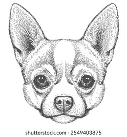 Cara de perro, Vector dibujado a mano, estilo gráfico, ilustración de dibujos animados, blanco y negro, estilo de boceto