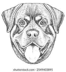 Cara de perro, Vector dibujado a mano, estilo gráfico, ilustración de dibujos animados, blanco y negro, estilo de boceto