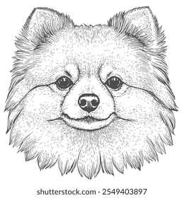 Cara de perro, Vector dibujado a mano, estilo gráfico, ilustración de dibujos animados, blanco y negro, estilo de boceto