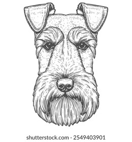 Cara de perro, Vector dibujado a mano, estilo gráfico, ilustración de dibujos animados, blanco y negro, estilo de boceto