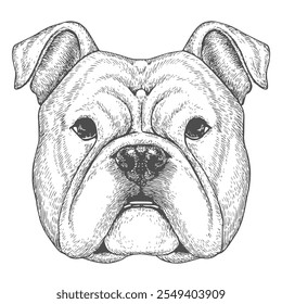 Dog Face, Hand-Drawn Vector, Graphic Style, Cartoon Illustration, Black and White, Sketch Style