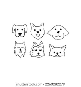 dog face handrawn doodle illustrations vector