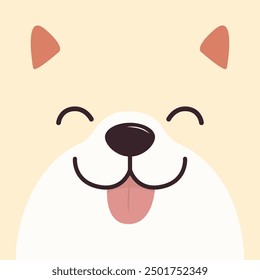 Dog face head icon. Sibu inu breed. Cute kawaii funny animal. Smiling eyes, nose. Pink tongue out. Sibu inu breed. Cartoon puppy character. Family friend. Love pets. Flat design Baby background Vector