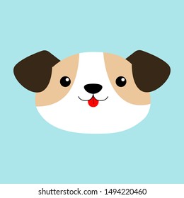 Dog face head round icon. Cute cartoon kawaii funny baby character. White puppy pooch. Flat design style. Help homeless animal concept. Adopt me. Pet adoption. Blue background. Isolated. Vector