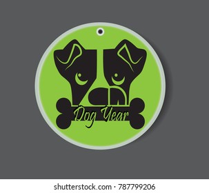 Dog Face Icon Flat Design. Usable for sticker Logo or Emblem