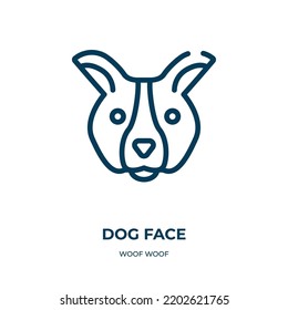 Dog face icon. Linear vector illustration from woof woof collection. Outline dog face icon vector. Thin line symbol for use on web and mobile apps, logo, print media.