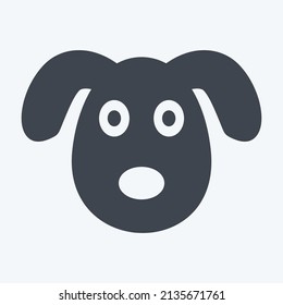 Dog Face Icon in trendy glyph style isolated on soft blue background