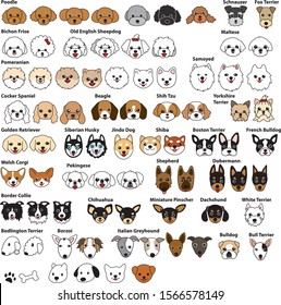 Dog Breeds Head Set Front View Stock Vector (Royalty Free) 1049186567