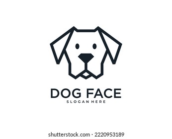 dog face line logo design