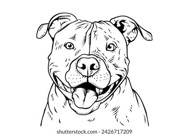 dog face logo in line art style. vintage or retro style design. coloring pages, color paged worksheet
