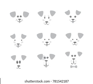 Dog face. Logo. Vector set.