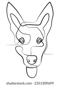 Dog Face in Minimal One Line Art Drawing