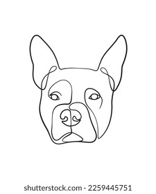 Dog face one line art illustration, B lack and white , Print file , EPS 10 