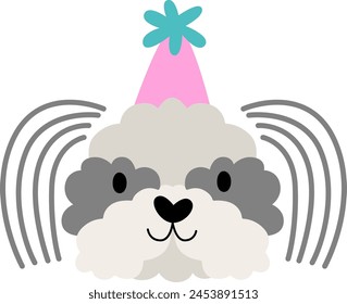 Dog Face With Party Hat Vector Illustration