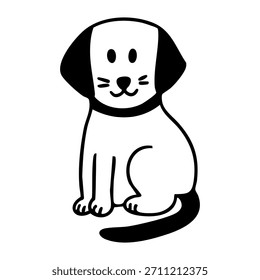 Dog with face patch outline illustration. Hand drawn vector isolated illustration.
