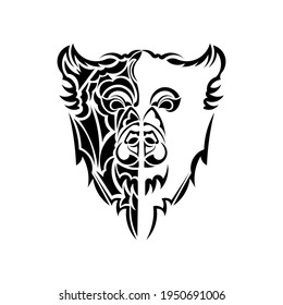 Dog face patterns. Good for tattoos or prints. Isolated. Vector 