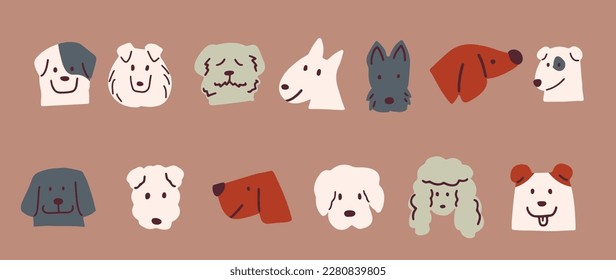 Dog Face Pet Character Illustrations