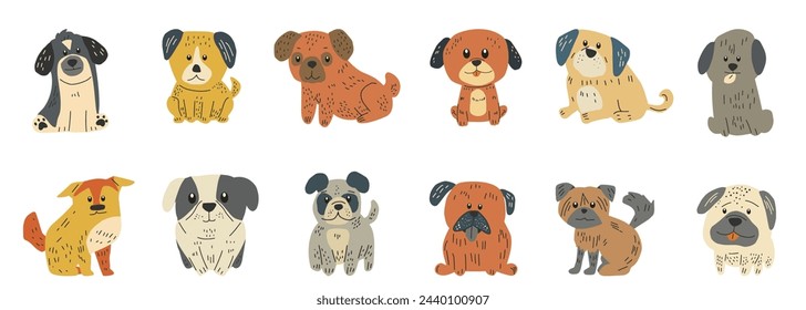 Dog Face Pet Character Illustrations