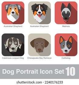 Serie de diseño de iconos de retrato de cara de perro