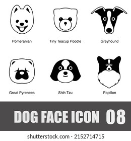 Dog Face Portrait Icon Set, Vector Illustration