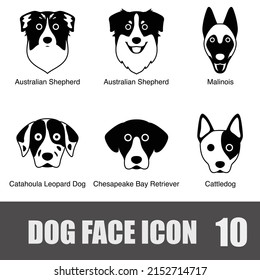 Dog face portrait icon set, vector illustration