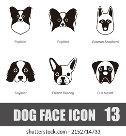 Dog Face Portrait Icon Set, Vector Illustration