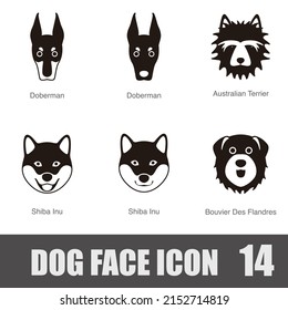 Dog Face Portrait Icon Set, Vector Illustration