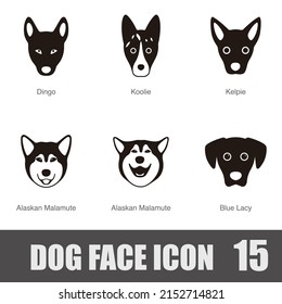 Dog Face Portrait Icon Set, Vector Illustration