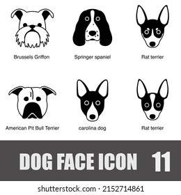 Dog Face Portrait Icon Set, Vector Illustration