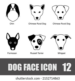 Dog Face Portrait Icon Set, Vector Illustration