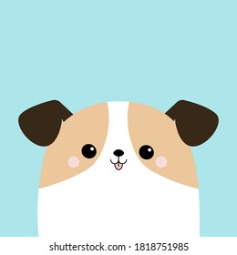 Dog face puppy icon. White pooch. Cute cartoon kawaii funny baby character. Help homeless animal concept. Adopt me. Pet adoption. Flat design. Blue background. Isolated. Vector illustration