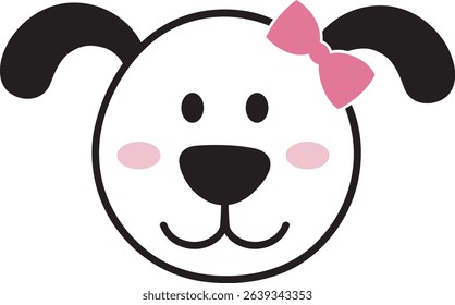 Dog face puppy smile heart nose cartoon dog pet shop logo funny tongue bone head ribbon kawaii dog happy puppy clipart kids animal adorable
