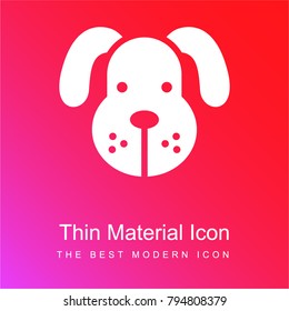 Dog Face Red And Pink Gradient Material White Icon Minimal Design