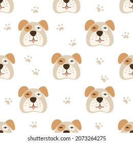 Dog face Seamless pattern design. Vector illustration.