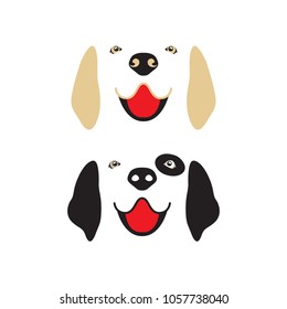 Dog Face Set Golden Retriever and Dalmatian Vector