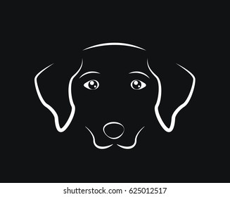 Dog face simple outline on black background, vector eps10 illustration