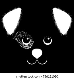 Dog face smile love dog cute face character illustration logo icon vector for t-shirt. Sketch tattoo design.