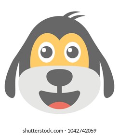 
A dog face smiley expressing being happy 
