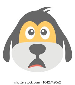 
A dog face smiley expressing being sad
