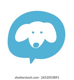Cara de perro. Burbuja del discurso. Ilustración vectorial plana sobre fondo blanco.
