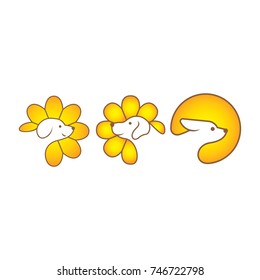 dog face with sunflower background shape