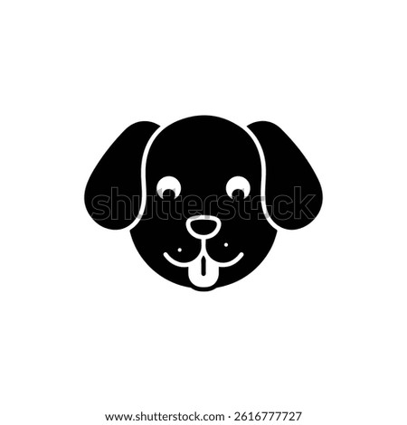 Dog Face with Tongue Out and Floppy Ears Front View