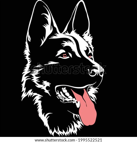 DOG FACE WITH TOUNG  VECTOR